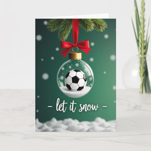 Soccer Christmas Snow Globe Card (Front)