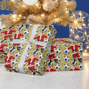 Soccer Christmas themed for Player with ball Wrapping Paper