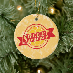 Soccer Christmas Tree Ornament, Soccer Aunt Ceramic Ornament