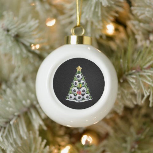 Soccer Christmas Tree Xmas Player Boys  Ceramic Ball Christmas Ornament