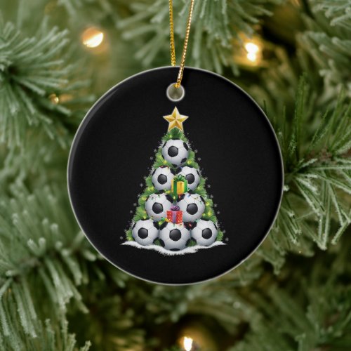 Soccer Christmas Tree Xmas Player Boys  Ceramic Ornament