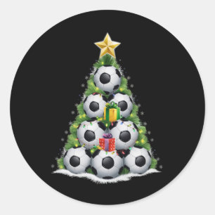 Soccer Christmas Tree Xmas Player Boys Classic Round Sticker