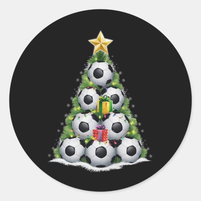 Soccer Christmas Tree Xmas Player Boys  Classic Round Sticker (Front)