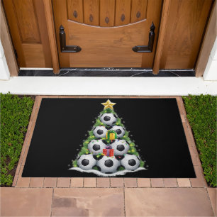 Soccer Christmas Tree Xmas Player Boys Doormat