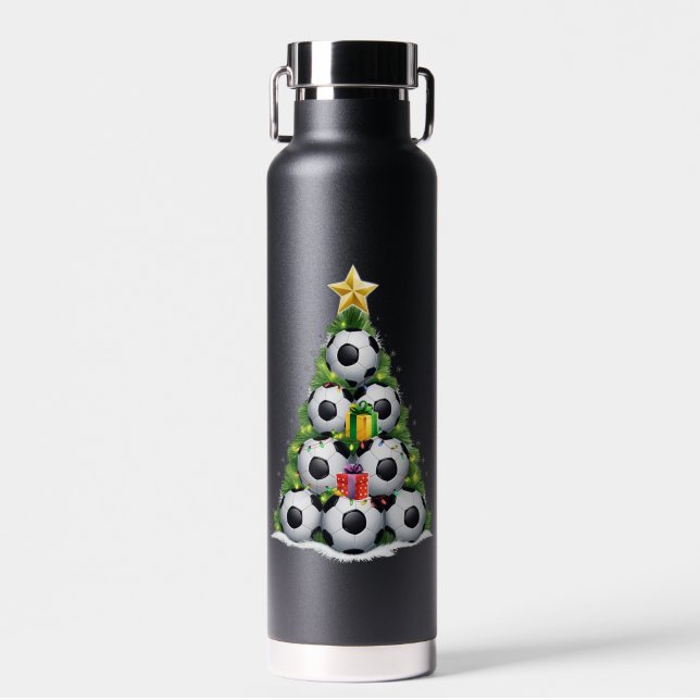 Soccer Christmas Tree Xmas Player Boys  Water Bottle (Front)