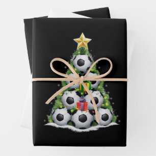 Soccer Christmas Tree Xmas Player Boys Wrapping Paper Sheets