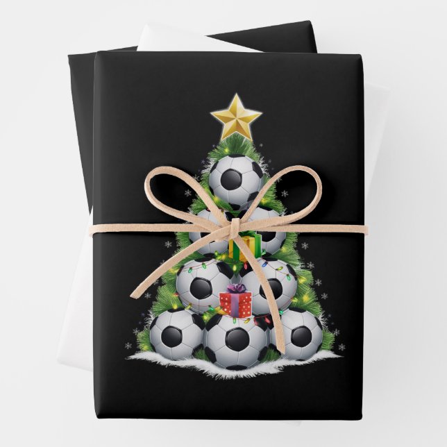 Soccer Christmas Tree Xmas Player Boys  Wrapping Paper Sheets (In situ)