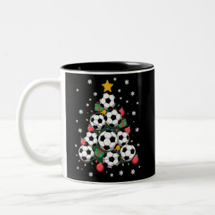 Soccer Christmas Tree Xmas Player Sports Lover Two-Tone Coffee Mug