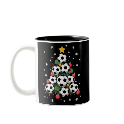 Soccer Christmas Tree Xmas Player Sports Lover Two-Tone Coffee Mug