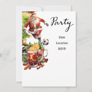 Soccer Christmas with Santa Claus playing ball Save The Date