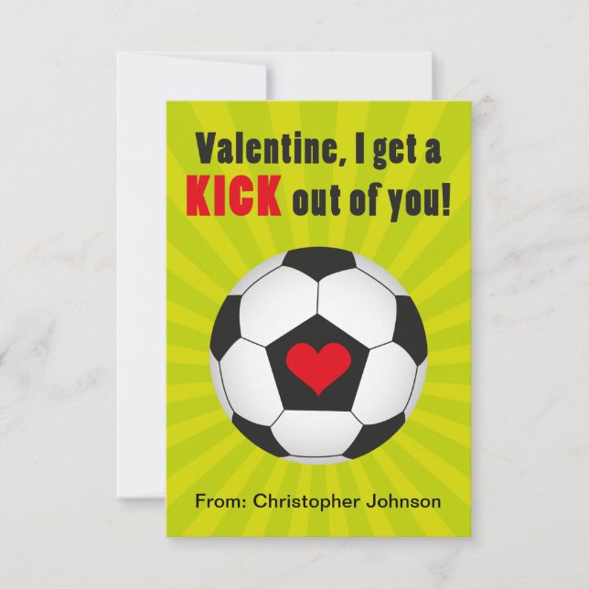 Soccer Classroom Valentine Cards for Kids (Front)