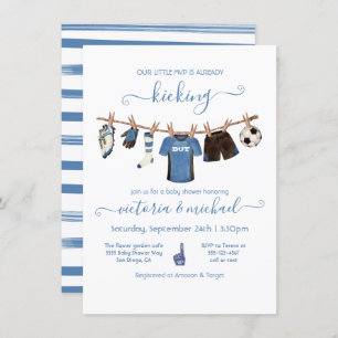 Soccer Clothesline Baby Shower Invitation