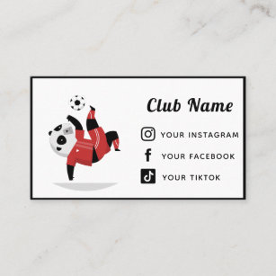 Soccer Club Coach Cute Panda Bear Social Media Business Card
