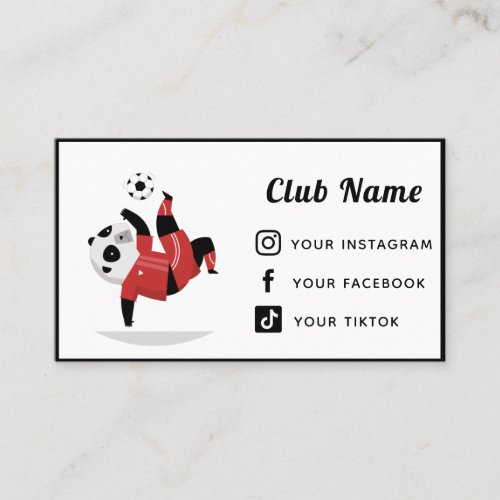 Soccer Club Coach Cute Panda Bear Social Media Business Card