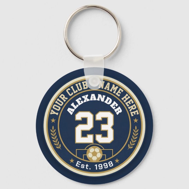 Soccer Club Name With Player Number Custom Keychain (Front)