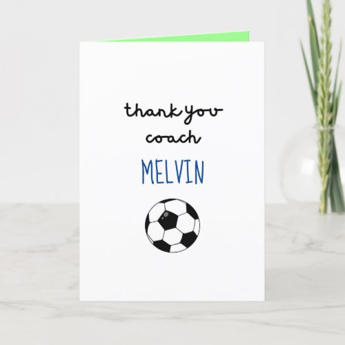 Soccer Coach Appreciation Card Thank You Card