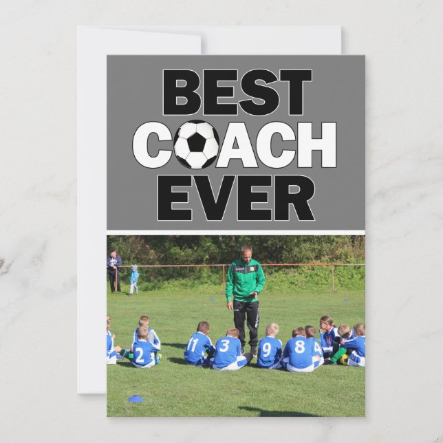 Soccer Coach Best Ever Custom Photo Thank You Card (Front)