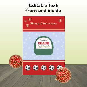 Soccer coach christmas holidays custom greeting holiday card