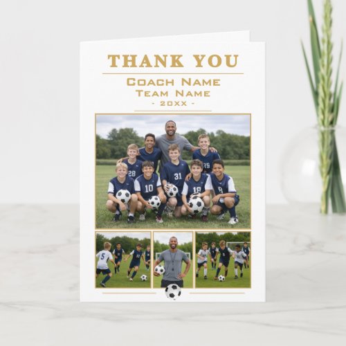 Soccer Coach Collage Team 4 Photo Thank you Card