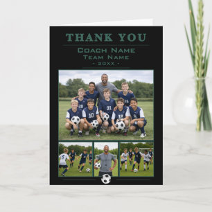 Soccer Coach Collage Team 4 Photo Thank you Card