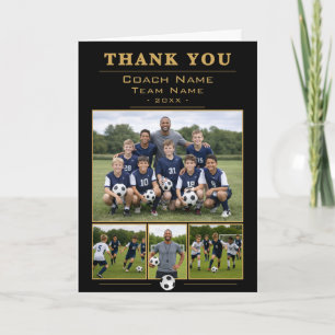 Soccer Coach Collage Team 4 Photo Thank you Card