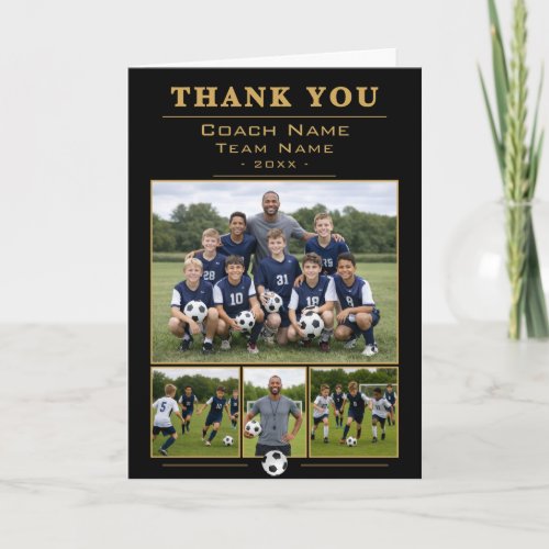 Soccer Coach Collage Team 4 Photo Thank you Card