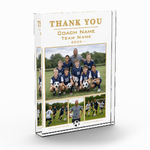 Soccer Coach Collage Team 4 Photo Thank you Card Block