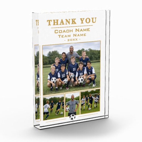 Soccer Coach Collage Team 4 Photo Thank you Card Block