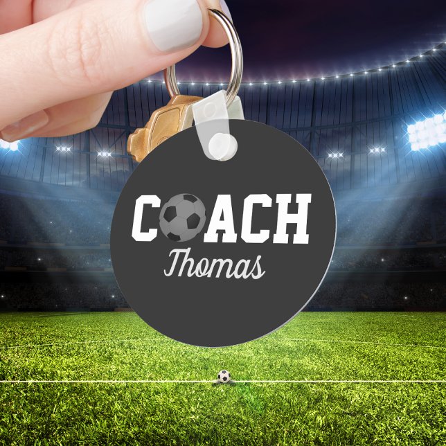 Soccer Coach Custom Name Typography Personalized  Keychain (Creator Uploaded)