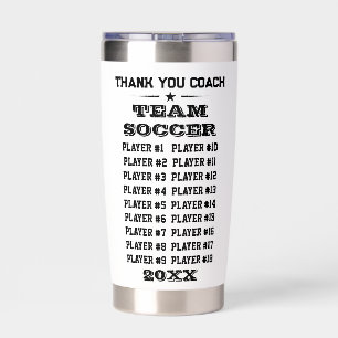 Soccer Coach Gift, Custom Name, Logo & Roster Insulated Tumbler
