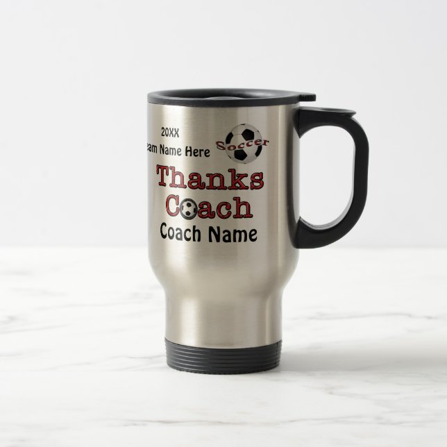 Soccer Coach Gift Ideas with Your PHOTO and TEXT Travel Mug (Right)