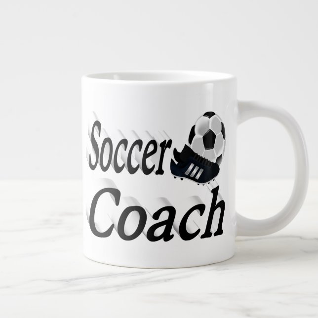 Soccer Coach half text Giant Coffee Mug (Right)