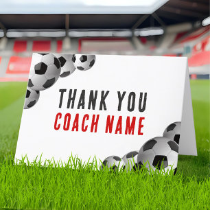 Soccer Coach Name Letterpress Thank You Card