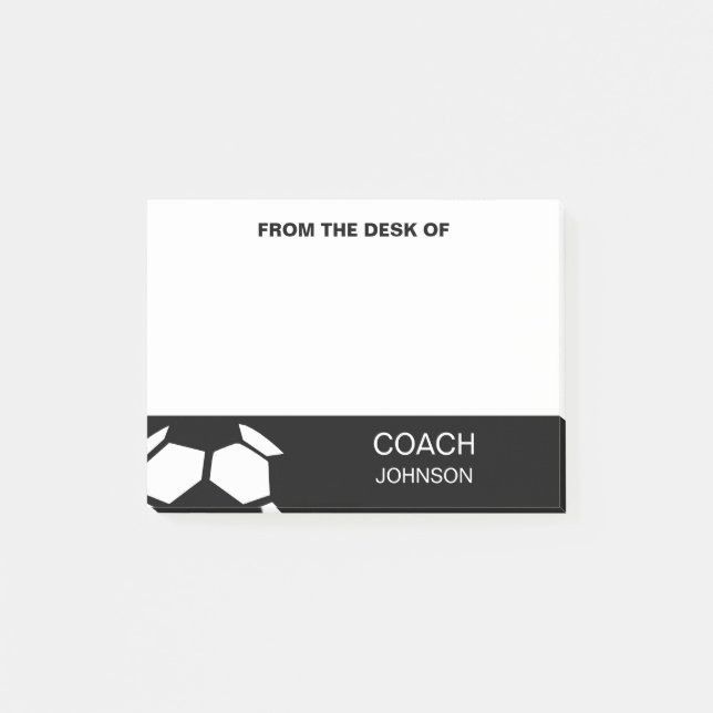 Soccer Coach Personalized Trendy Modern Black Post-it Notes (Front)