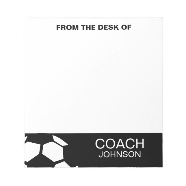 Soccer Coach Personalized Trendy Modern Stylish Notepad (Front)