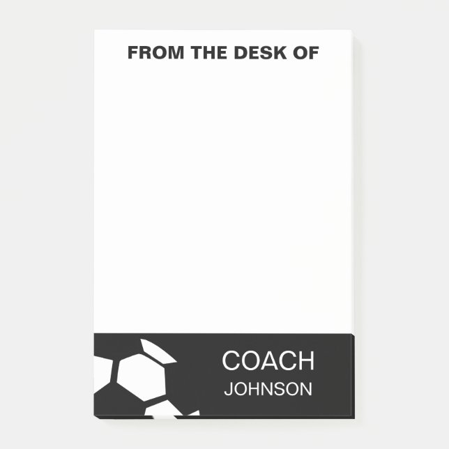 Soccer Coach Personalized Trendy Modern Stylish Post-it Notes (Front)