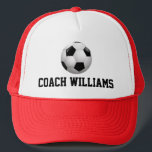 Soccer Coach Personalized Trucker Hat<br><div class="desc">For the soccer coach,  player or fan,  this hat may be personalized with your coach's name or other name as you like by replacing the sample text shown in the design template.</div>