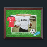 Soccer Coach Photo Award Plaque<br><div class="desc">Perfect gift for your Coach at the end of season. Show your coach how much you appreciate them and say Thank You with this personalized photo plaque. Designed for a soccer coach. Other themes are available in our store (hockey, baseball, basketball, etc). Add your custom wording to this design by...</div>