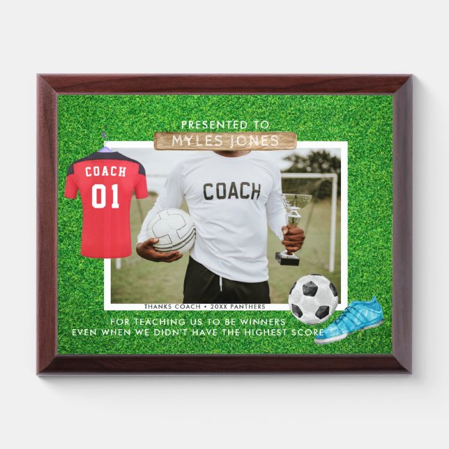 Soccer Coach Photo Award Plaque (Horizontal)