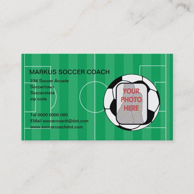 Soccer Coach Photo customizable business cards (Front)