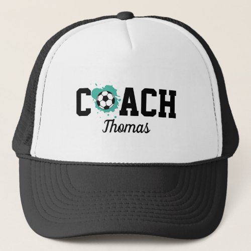 Soccer Coach Player Ball Paint Splash Name Sports  Trucker Hat