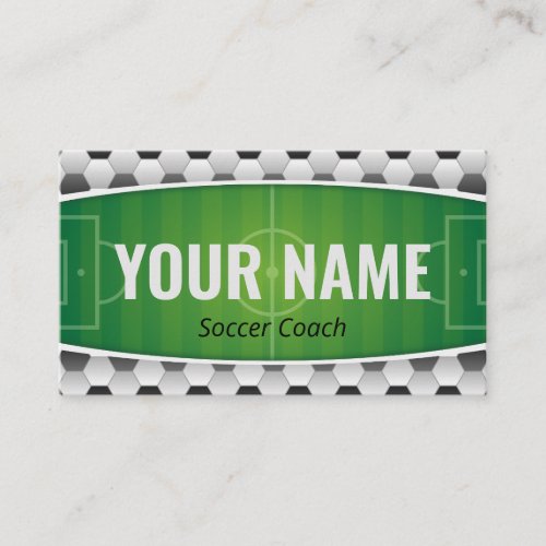 Soccer Coach Player Green Field Modern Ball Sport Business Card