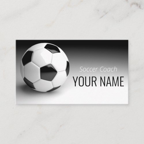 Soccer Coach Player Instructor Stylish Black White Business Card