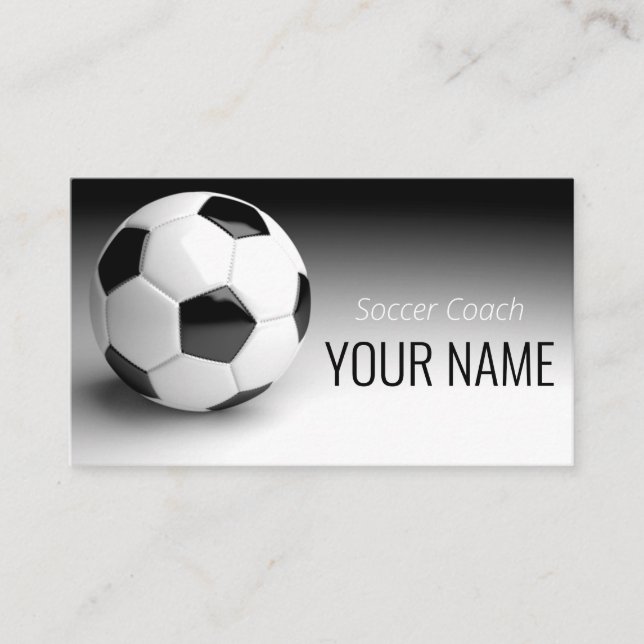 Soccer Coach Player Instructor Stylish Black White Business Card (Front)