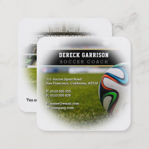 Soccer Coach  Professional Sports Square Business Card