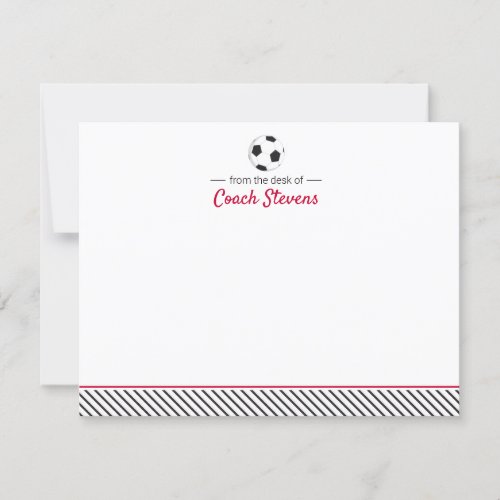 Soccer Coach Red  Black Striped Stationery Invitation