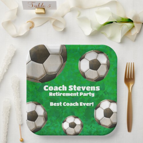 Soccer Coach Retirement Party  Paper Plates