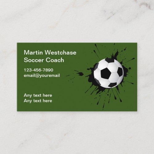 Soccer Coach Simple Cool Soccer Ball Theme Business Card
