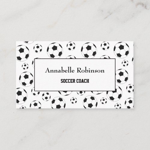 Soccer coach sport white an black business card