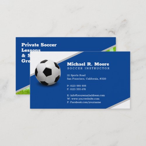 Soccer Coach  Sports Gifts Deep Blue Business Card